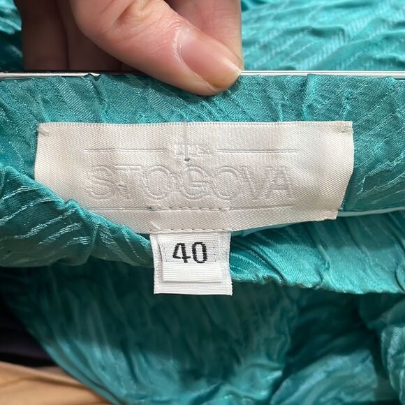 STOGOVA Teal Pleated A Line Skirt - Picture 6 of 6